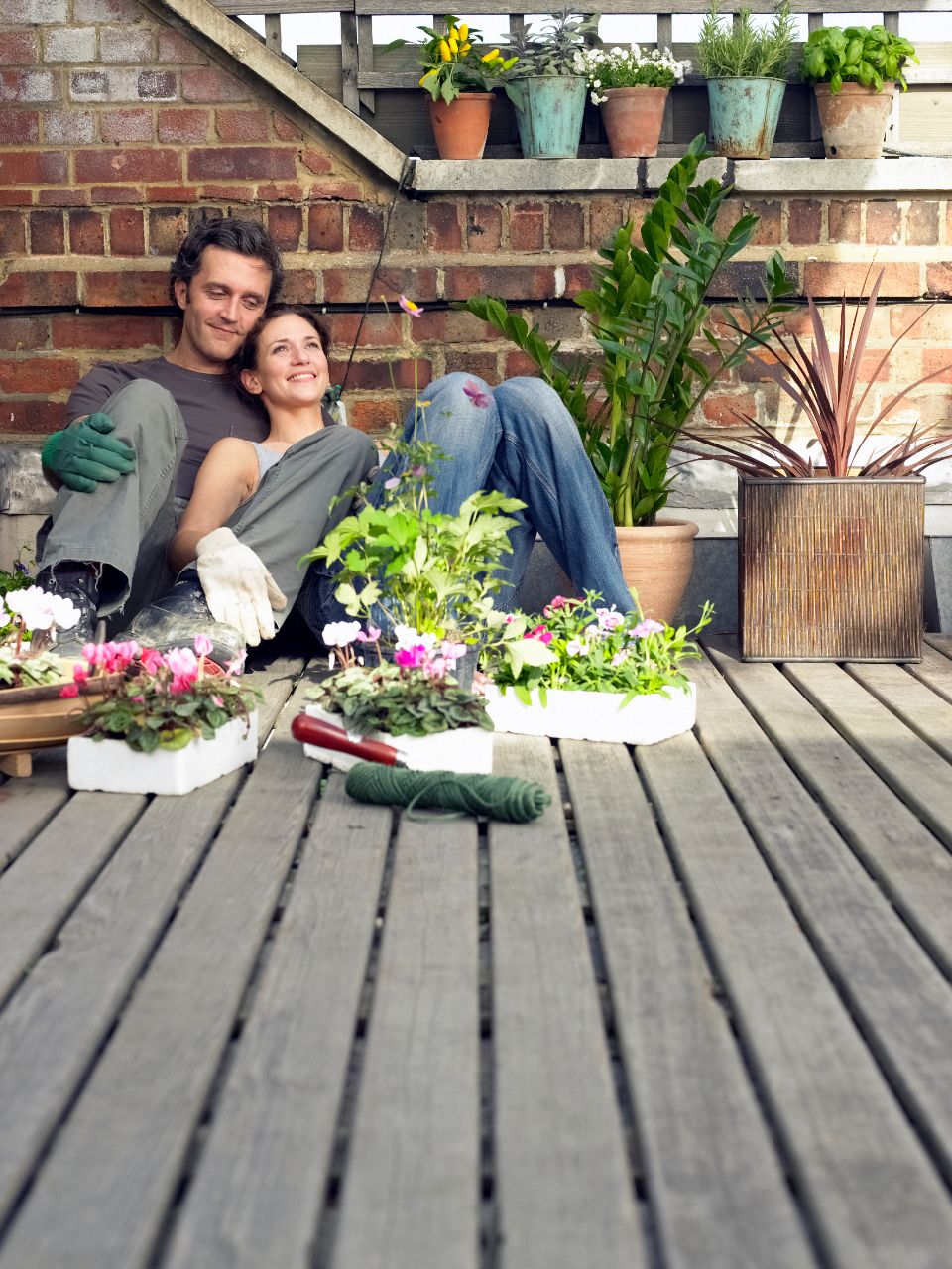 Couple gardening