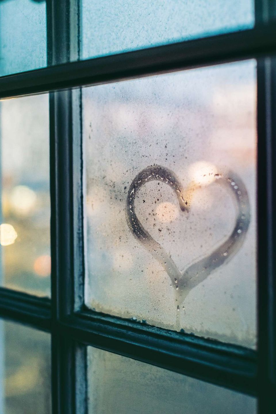 Heart on glass window